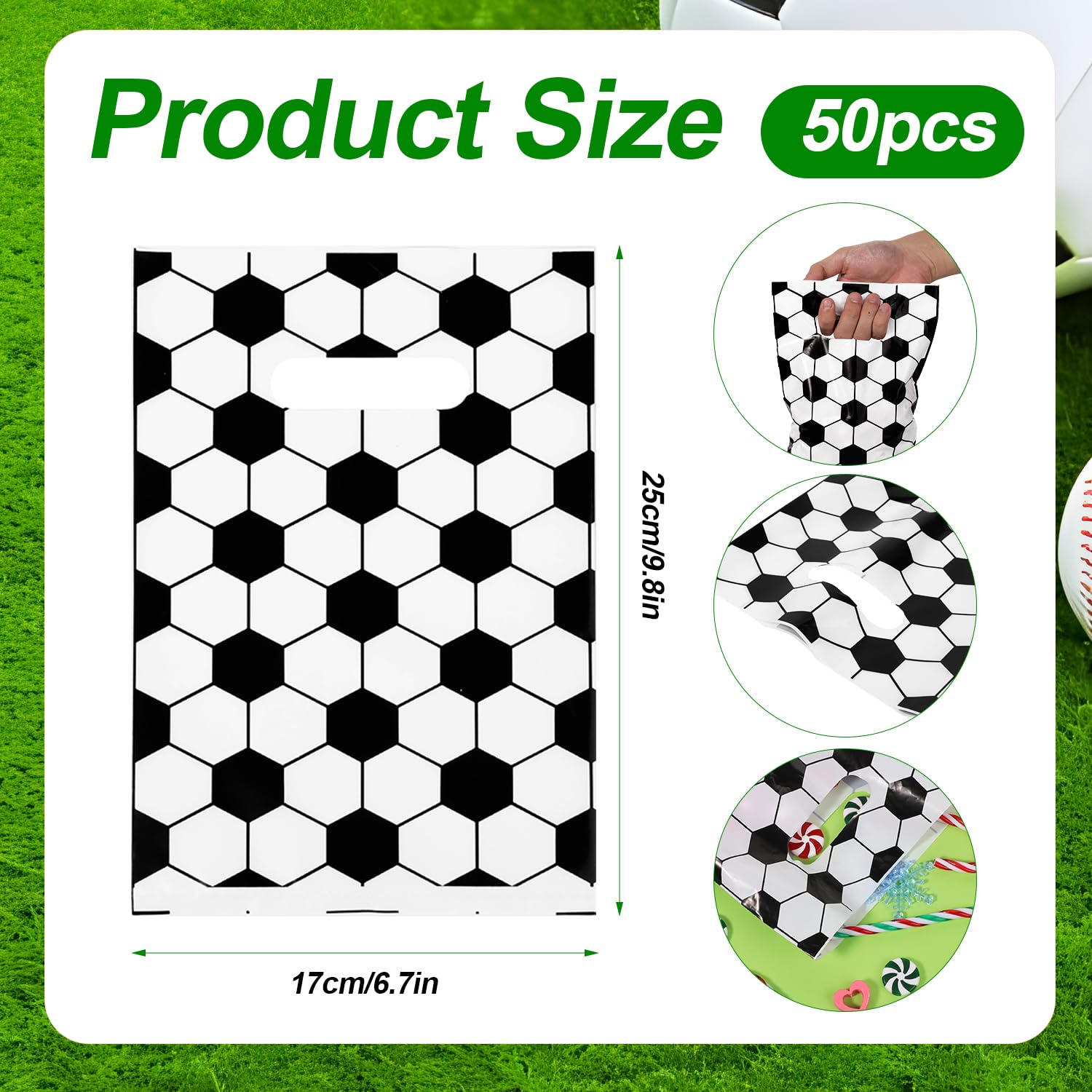 JIYIN Soccer Gift Bags, 50Pcs Plastic Soccer Goodie Snack Candy Treat...