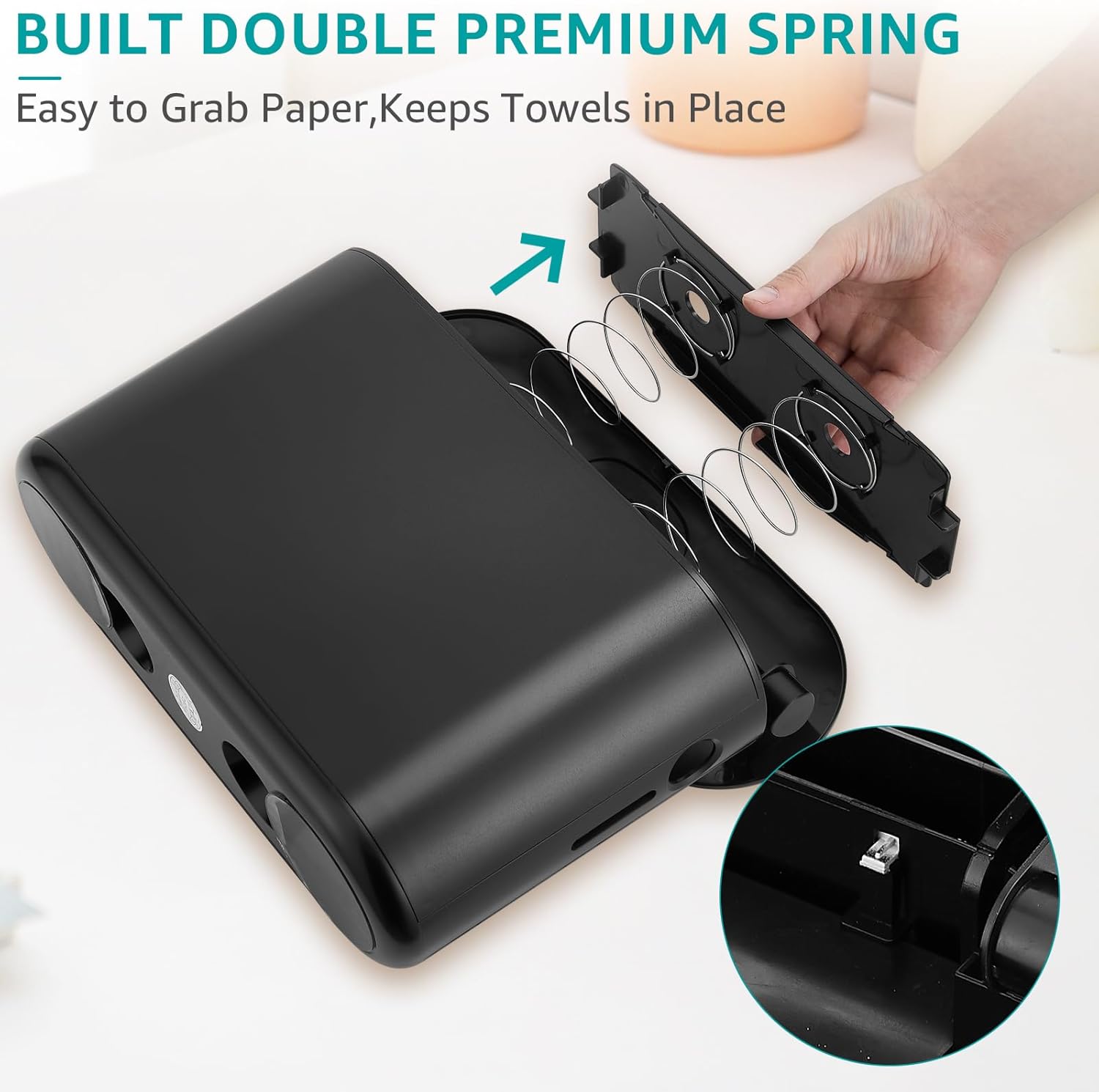 Paper Towel Holder Countertop, Commercial Paper Towel Dispenser, Multifold Trifold Z-Fold Paper Towel Dispenser, Hand Towel Dispenser, Napkin Holder Dispenser for Home Kitchen Restaurant Blk-5857-black