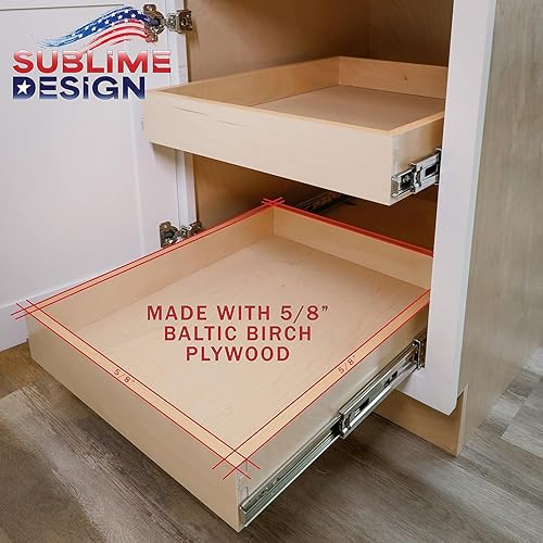 Vista 9 de Sublime Design – Tamaño estándar – Cajones de cocina extraíbles Estantes deslizantes para armarios de cocina Organizador extraíble para el hogar