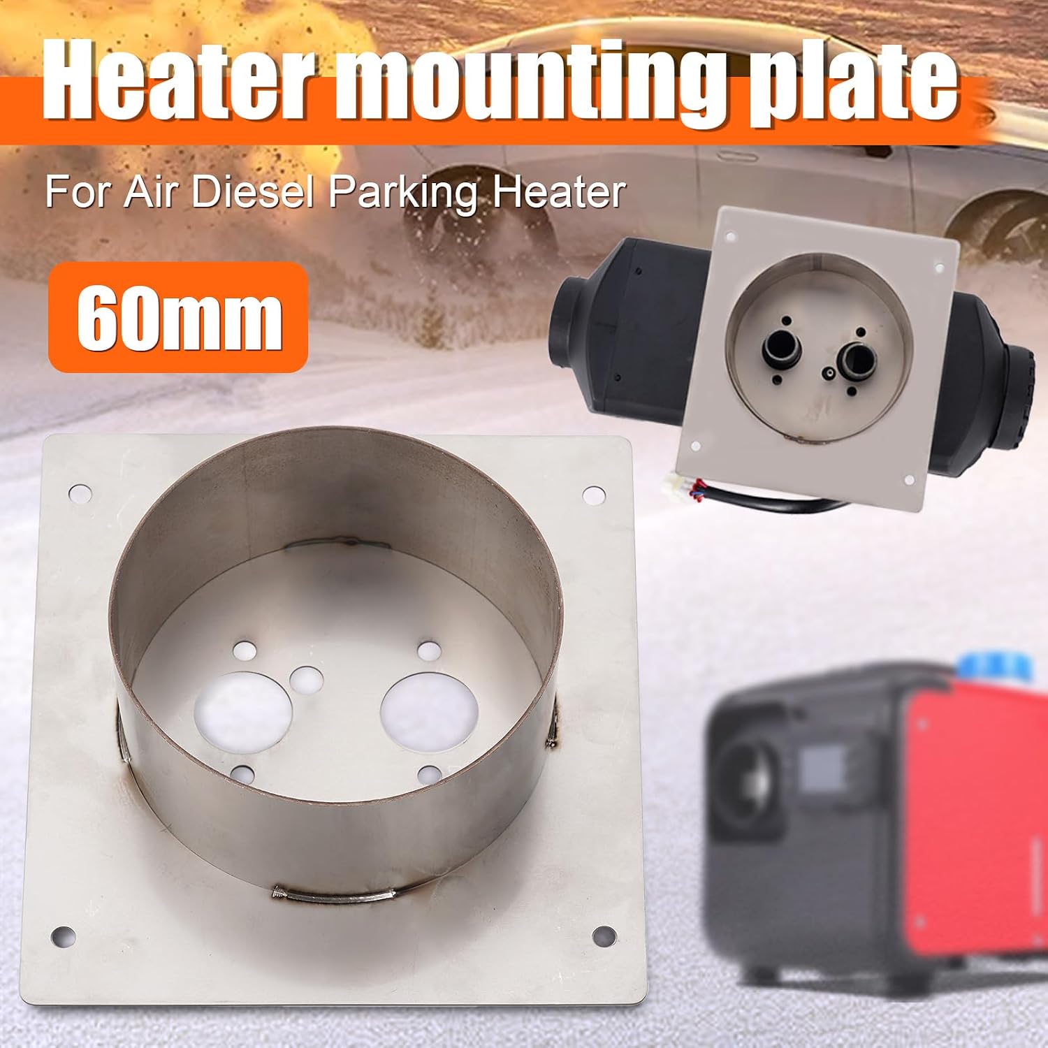 Universal 60mm Diesel Heater Mounting Plate,12V/24V 2-8KW Diesel Heater Mounting Bracket Suitable for Ebersp ä Cher/Webasto Heaters