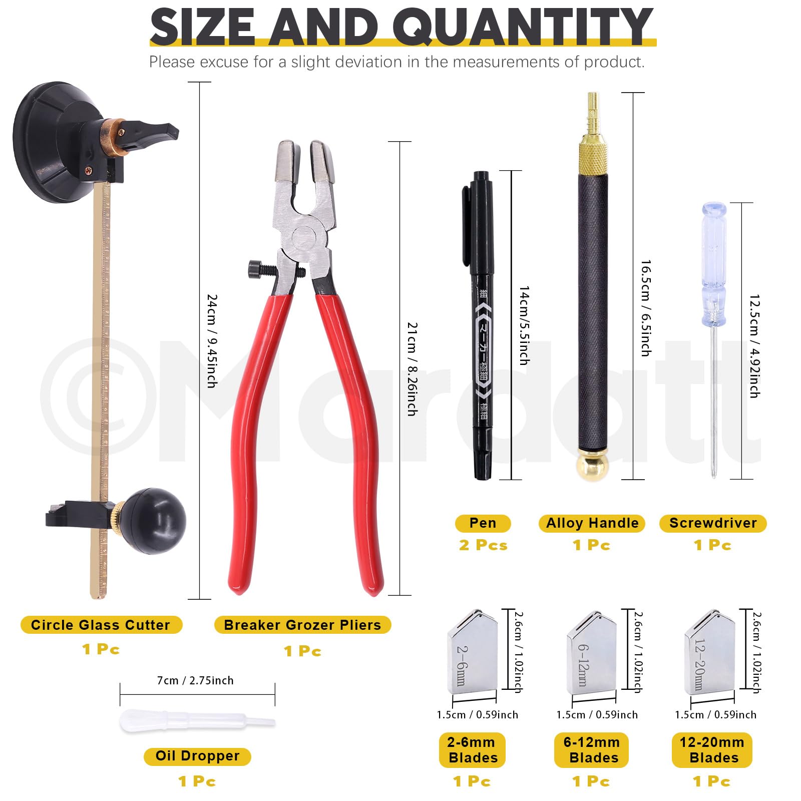Kit de 9 pièces d'outils de découpe de verre comprend un coupe-verre circulaire ajustable, des pinces à verre avec embout en caoutchouc, embout en carbure à alimentation en huile de 2 mm à 20