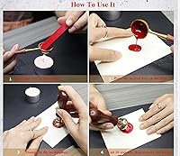 Vista 6 de CTEB Star Moon Moonlight - Kit de sellos de cera con mango de madera, cuchara derretida, palitos de cera, juego de caja de regalo para decoración