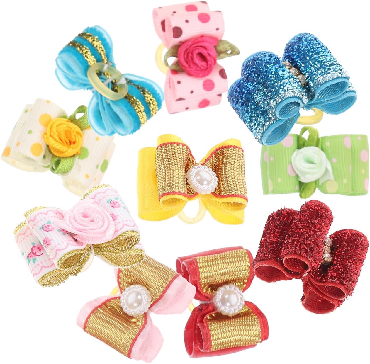 ORFOFE 10pcs Handmade Bowknot Hairpin Dog Crown Pet Accessories for Birthday Party Random Color