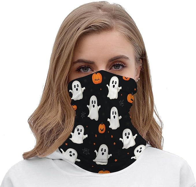 Cuello multifuncional con diseño de fantasmas y calabazas miniatura 2