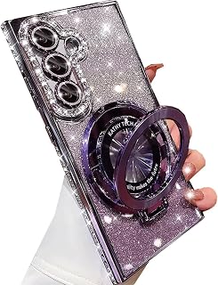 Changjia for Samsung Galaxy S26 Magnetic Kickstand Glitter Case,BlingPurple