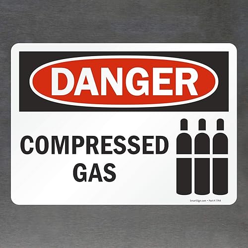 Miniatura 4 de SmartSign - S-2012-EU-14 Etiqueta "Peligro - Gas Comprimido"  Vinilo laminado de 10" x 14"