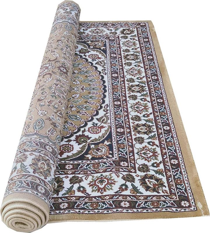 Image of Beautiful Home Decor 9x12 Feet Kashmiri Design Soft Thick Silk Carpet for Living Room (Gold, 270 x 360 Cm)