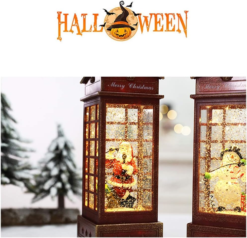 balacoo Glitter Globe Lantern Musical Christmas Snow Globe Lighted Snow Globe Lantern Christmas Telephone Booth Glitter to Rotate Vintage Crafts