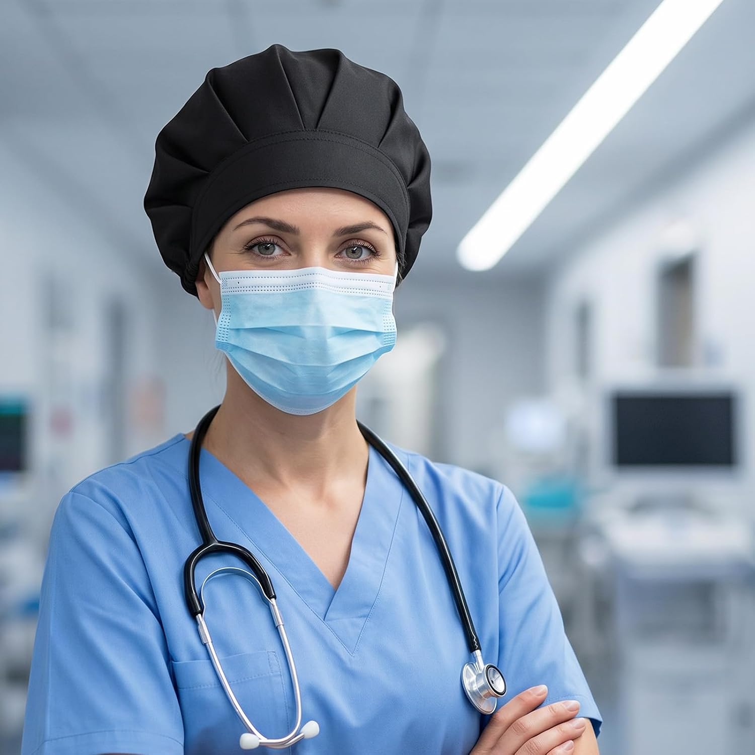 Nurse Hats, Black Scrub Cap Nurse Caps for Women