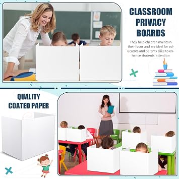 Zhehao 36 Pcs White Privacy Folders Boards Dividers for Desks, Retro (Pack of 2)