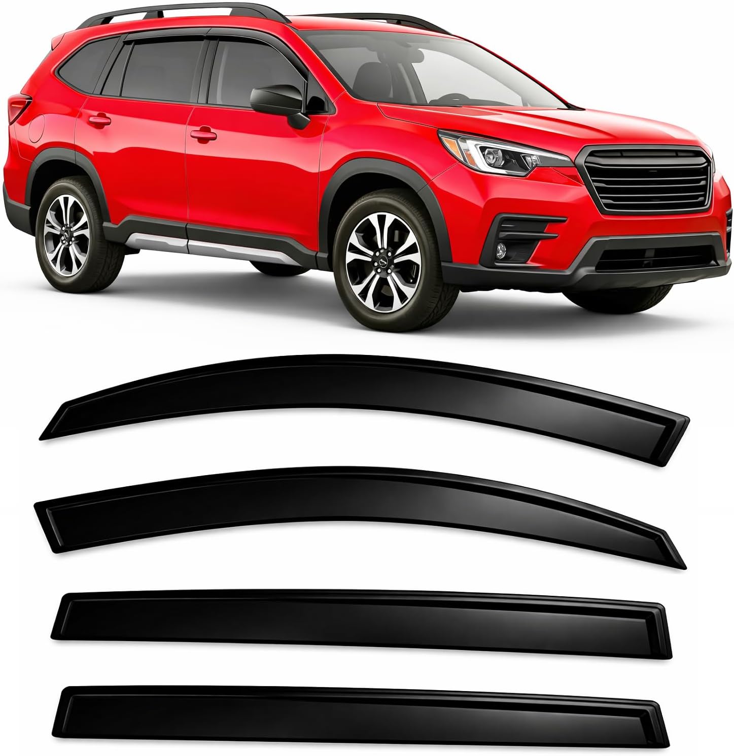 Optimal Co 2019-2024 Tape-On Side Window Visor Deflectors for Subaru Ascent Premium Onyx Limited 2020 2021 2022 2023 Smoke Tinted Rain Guards