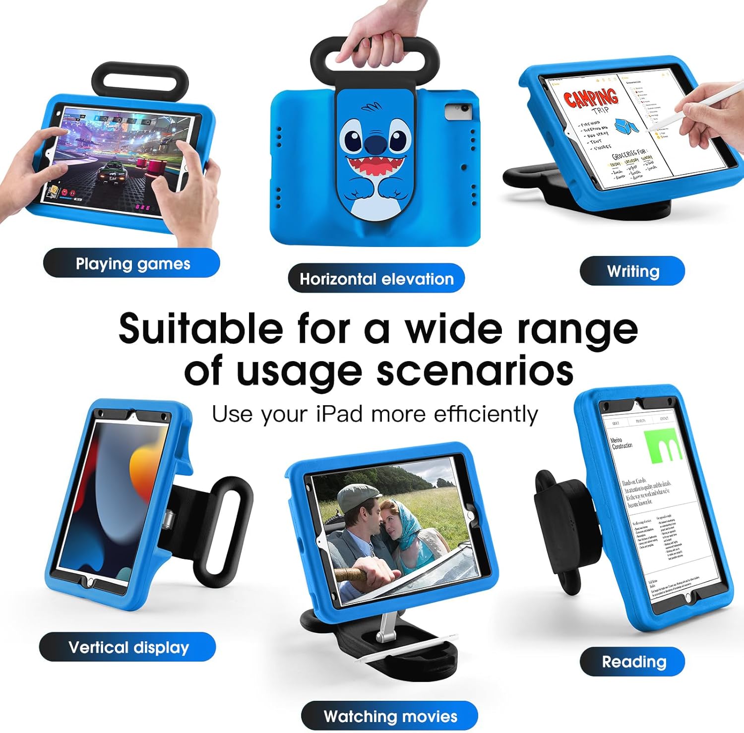 Kids Case Compatible with iPad 7th/8th/9th Gen,10.2 inch 2021/2020/2019 Case with Adjustable Portrait Landscape Stand Handle Child Friendly Protective Cover for iPad 10.2 inch (heilan)