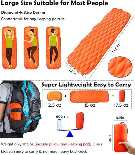 Miniatura 3 de Self-Inflating Sleeping Mat with Air Pillow Ultralight Sleeping Air Pad (Color Random), Fbm