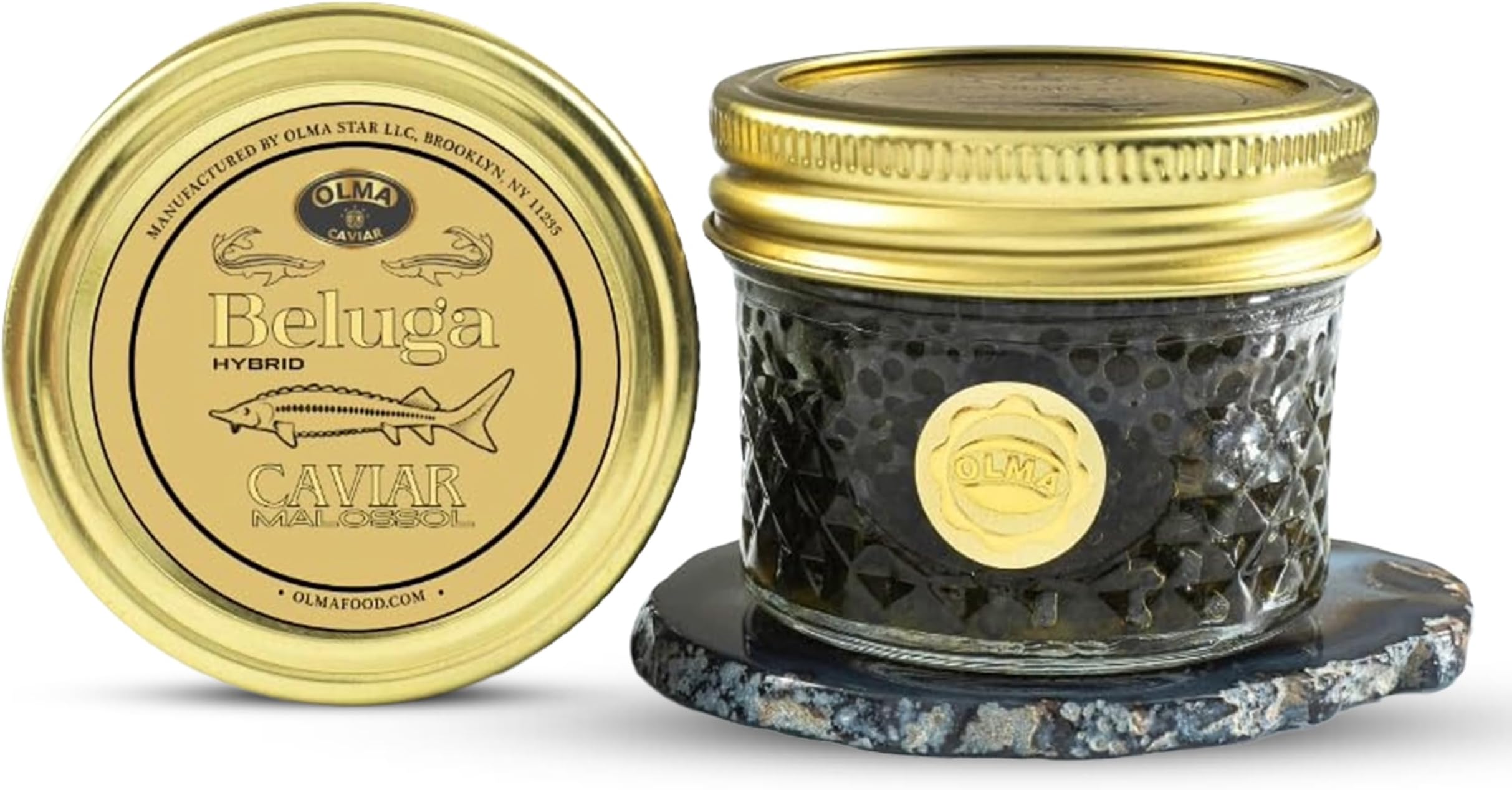 OVERNIGHT SHIPPING - OLMA Beluga Hybrid Black Caviar - Rated Top Caviar in the World - 3.5 oz / 100 g