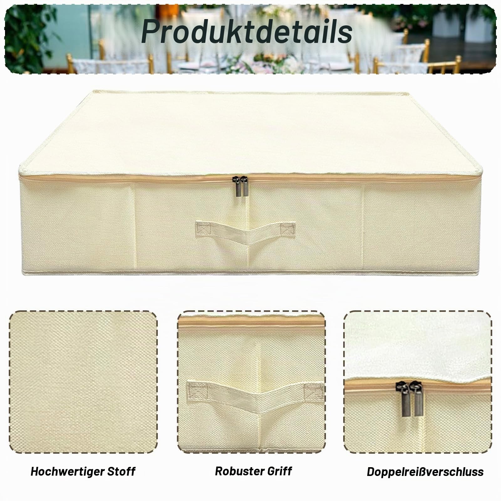 Hochzeitskleid Aufbewahrungsbox Hochzeitskleid Konservierungsbox Staubdichtes Hochzeit Keedsake Box mit Griffbox für unter Bettschrank mit 40 säurefreien Seidenpapieren 70x38x17cm