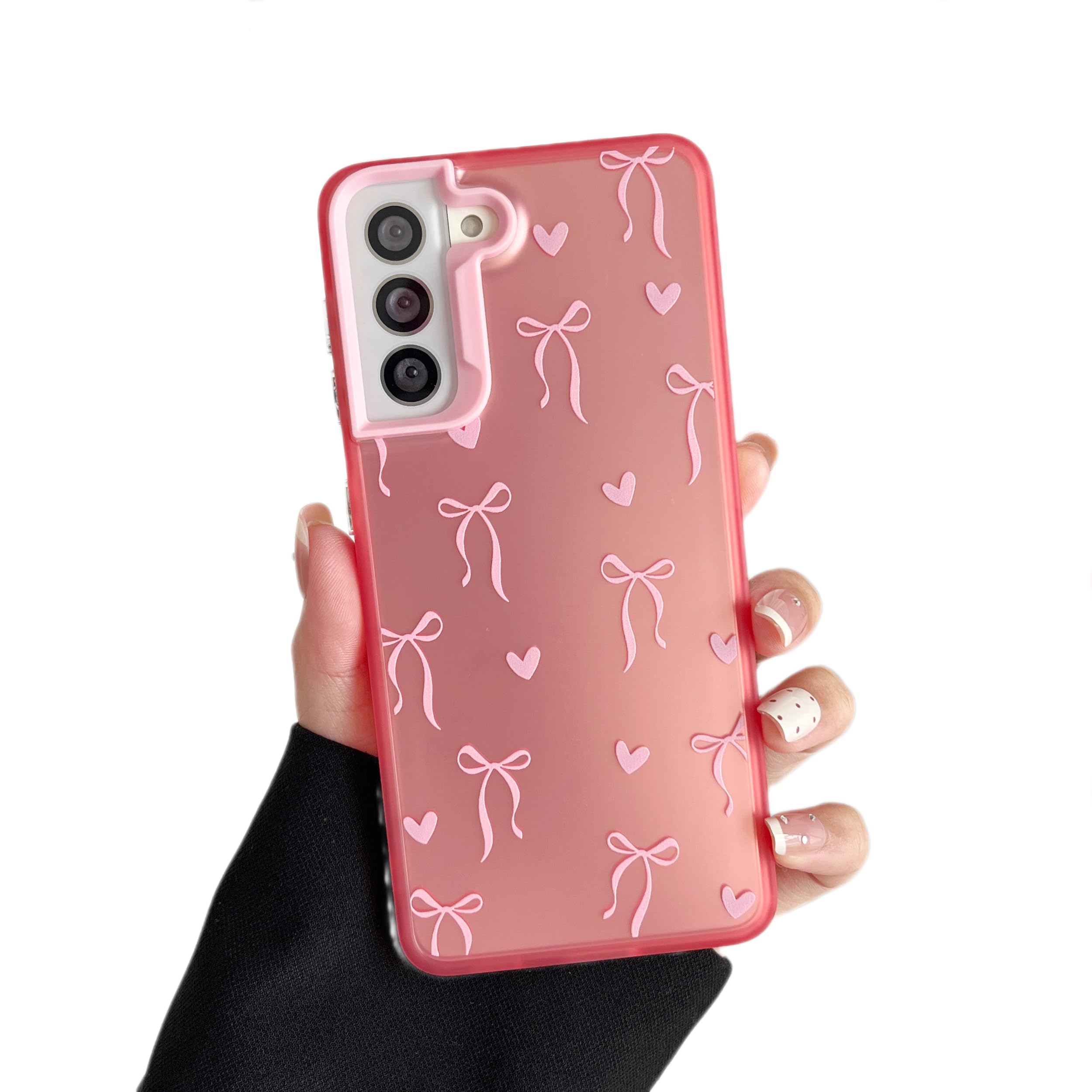 ZTOFERA for Samsung Galaxy S21 Plus 5G Case,Cute Pink Ribbon Bow Tie Aesthetic Phone Case,Trendy Slim Hard IMD Shockproof Protective Bumper Phone