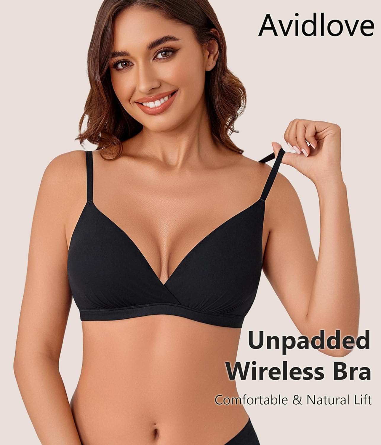 Avidlove Womens Wireless Triangle Bra Sexy Plunge Unpadded Bras Comfortable Mesh Lining Bralette Tshirt Everyday Bra - Image 2