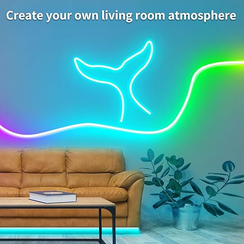 Miniatura 4 de vimeepro Cuerda de luces LED de neón de 50 pies, sincronización de música, IP65, impermeable, flexible, tira de luces LED de 40 teclascontrol por