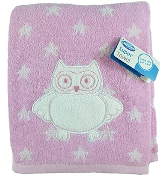 Playgro Baby 24" x 44" Cotton Owl & Stars Super Towel (Pink)