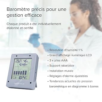 Traceable Calibrated Digital Barometer, 7.25 - 14.94 PSI, 0.1 Hg Resolution, Accuracy of 0.12 Hg