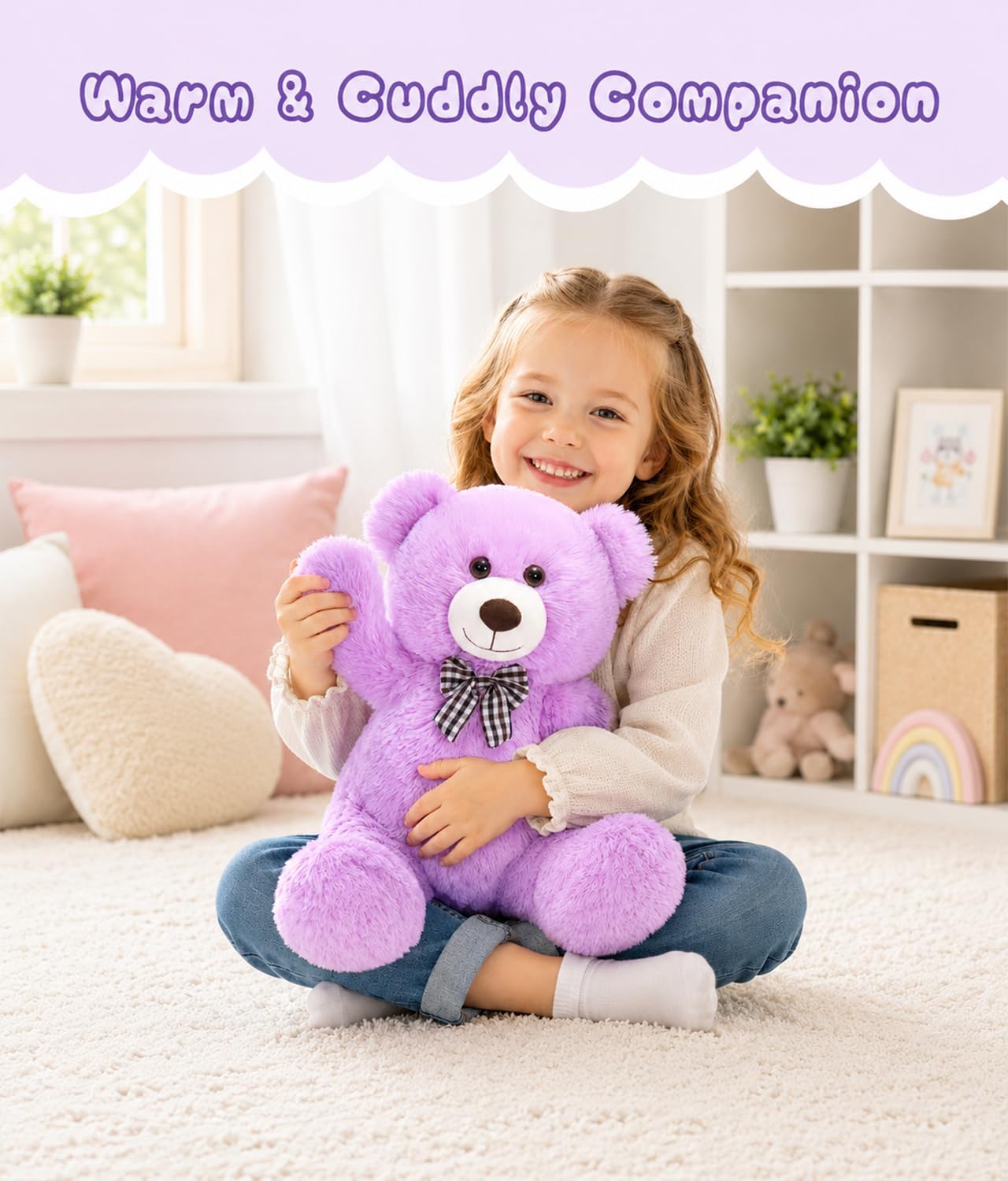 MorisMos Teddy Bear Stuffed Animal, 20” Purple Stuffed Bear Plush image 3