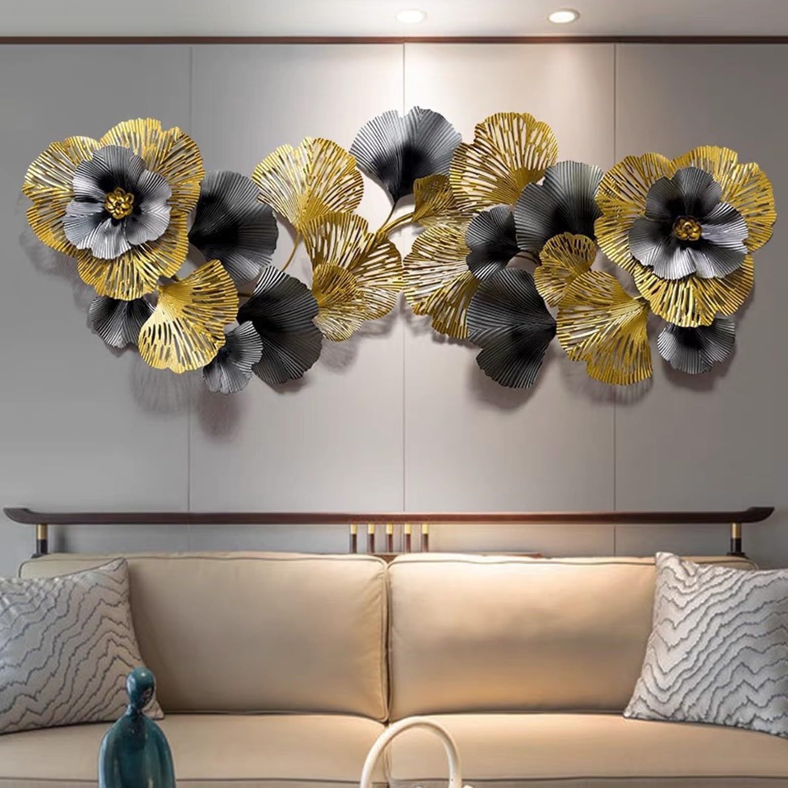 XYUERU 3D Iron Art Wall Decorations Leaf, Wall Decoration Ginkgo Leaves, Iron Art Wall Hanging Ornament, For Bedroom Living Room Home Textiles