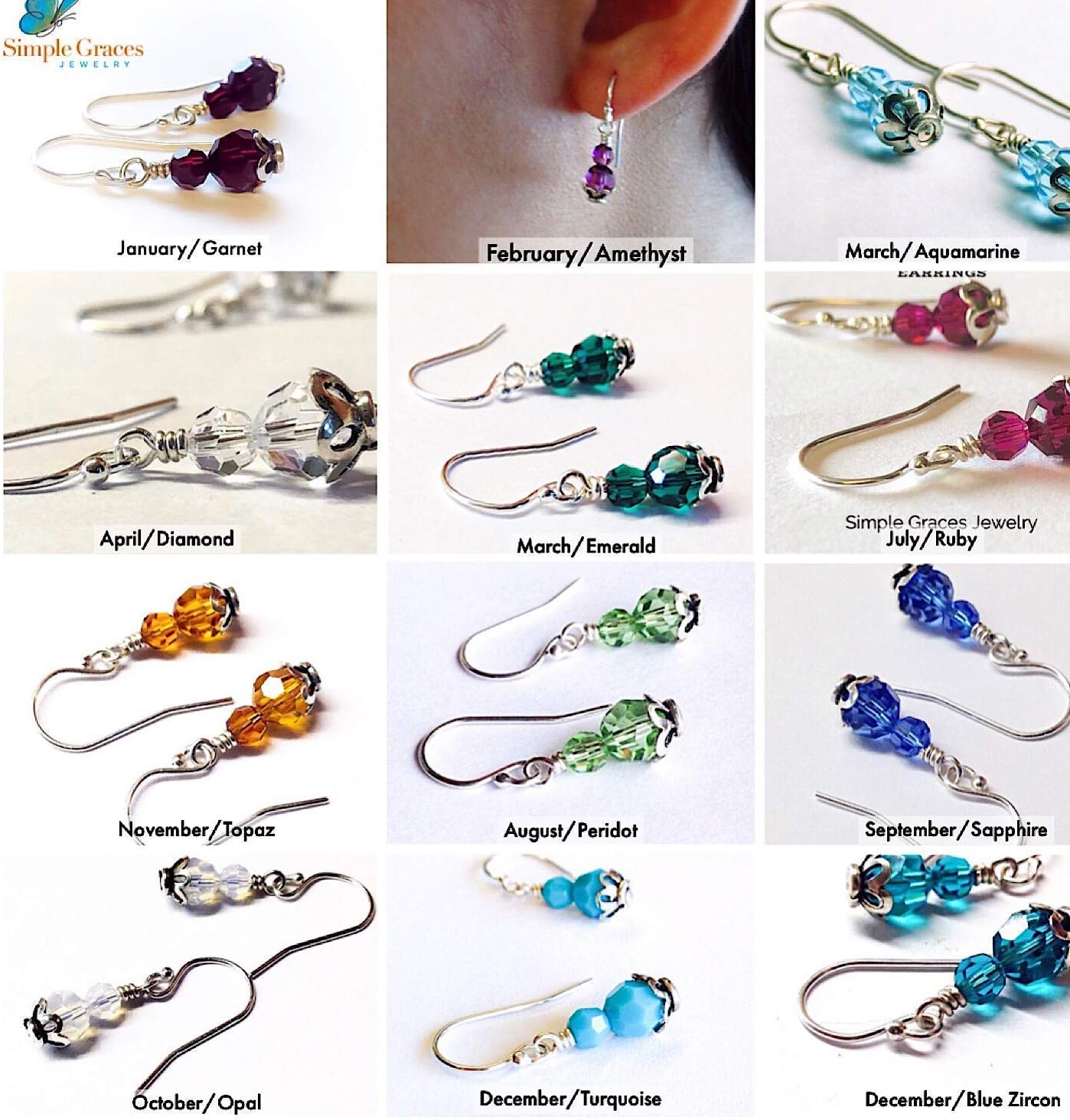 Small Emerald Green Crystal Bead Earrings with Sterling Silver Floral Filigree