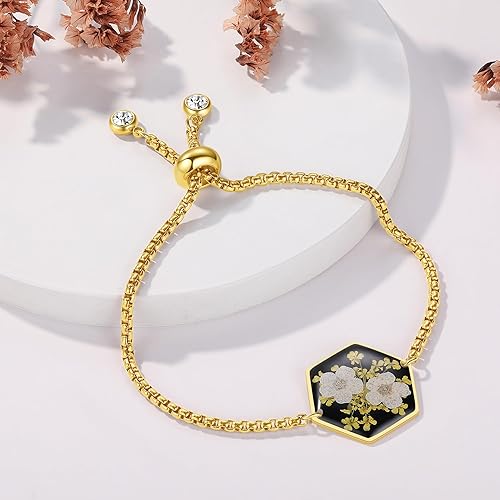 Miniatura 33 de Forget-Me-Not Pressed Wildflower Bracelet Pressed Flower Bracelet Gold/Silver Pressed Flower Jewelry Personalized Handmade Jewelry Gift For