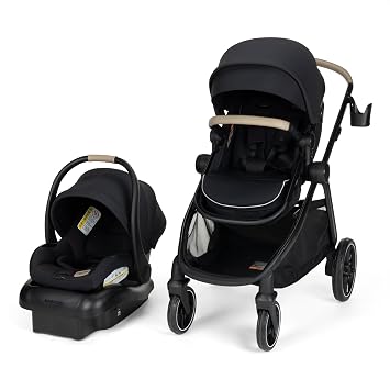 Maxi-Cosi Zelia Pro 5-in-1 Travel System with Mico Pro Infant Car Seat and Baby Stroller Combo, Reversible Seat, Large Wheels, Adjustable Handle, Newborn to Toddler, Lightweight, Caspian Caviar