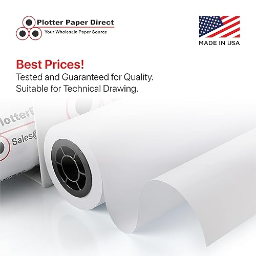 Miniatura 9 de Plotter Paper Direct (20 libras, sin recubrimiento, 2 rollos, núcleo de 2 pulgadas, 30 pulgadas x 150 pies) para impresión CAD en impresoras de