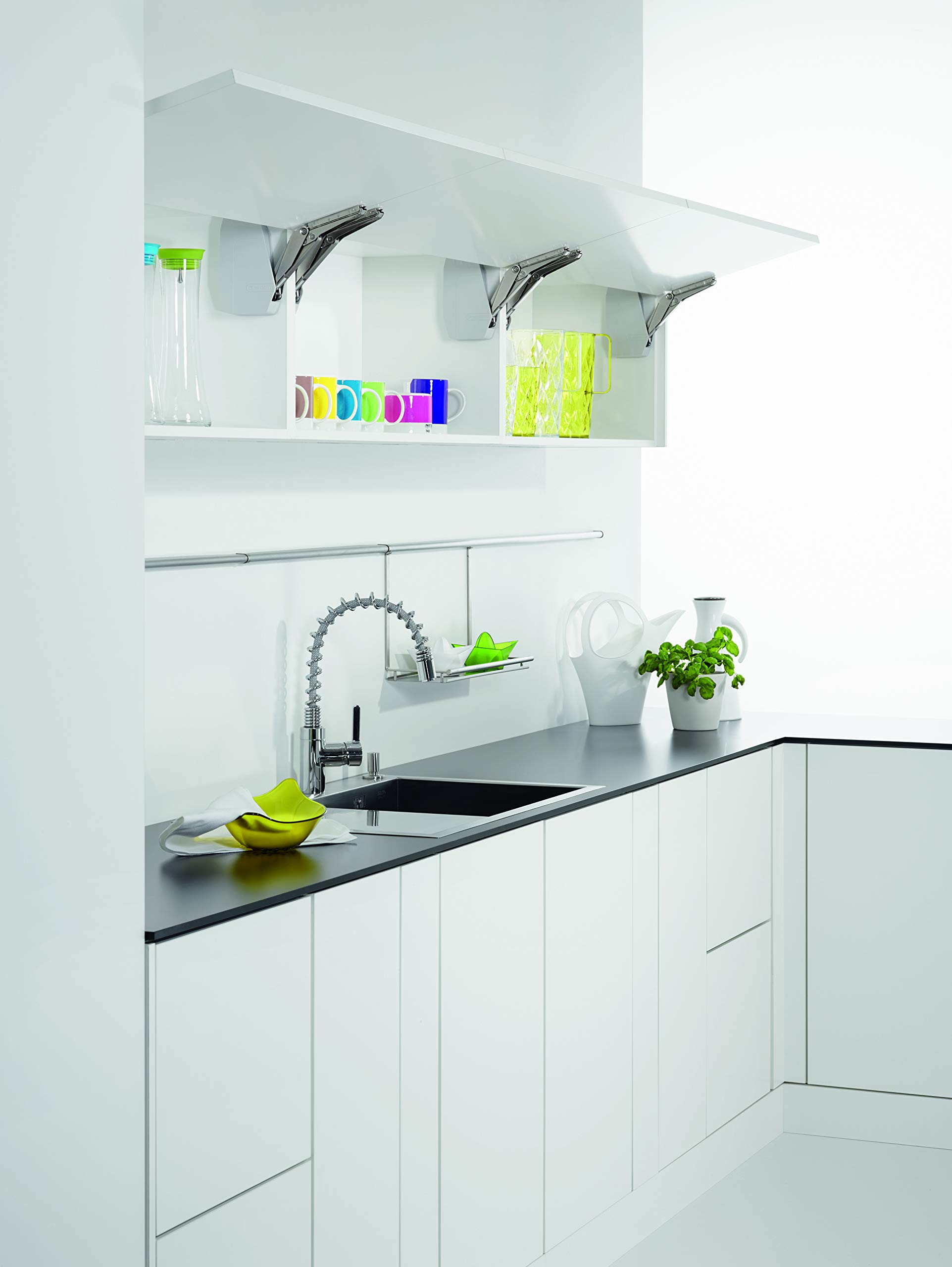 Gedotec Kesseböhmer - Juego completo de bisagras para muebles de cocina (2,7-14,7 kg), color blanco
