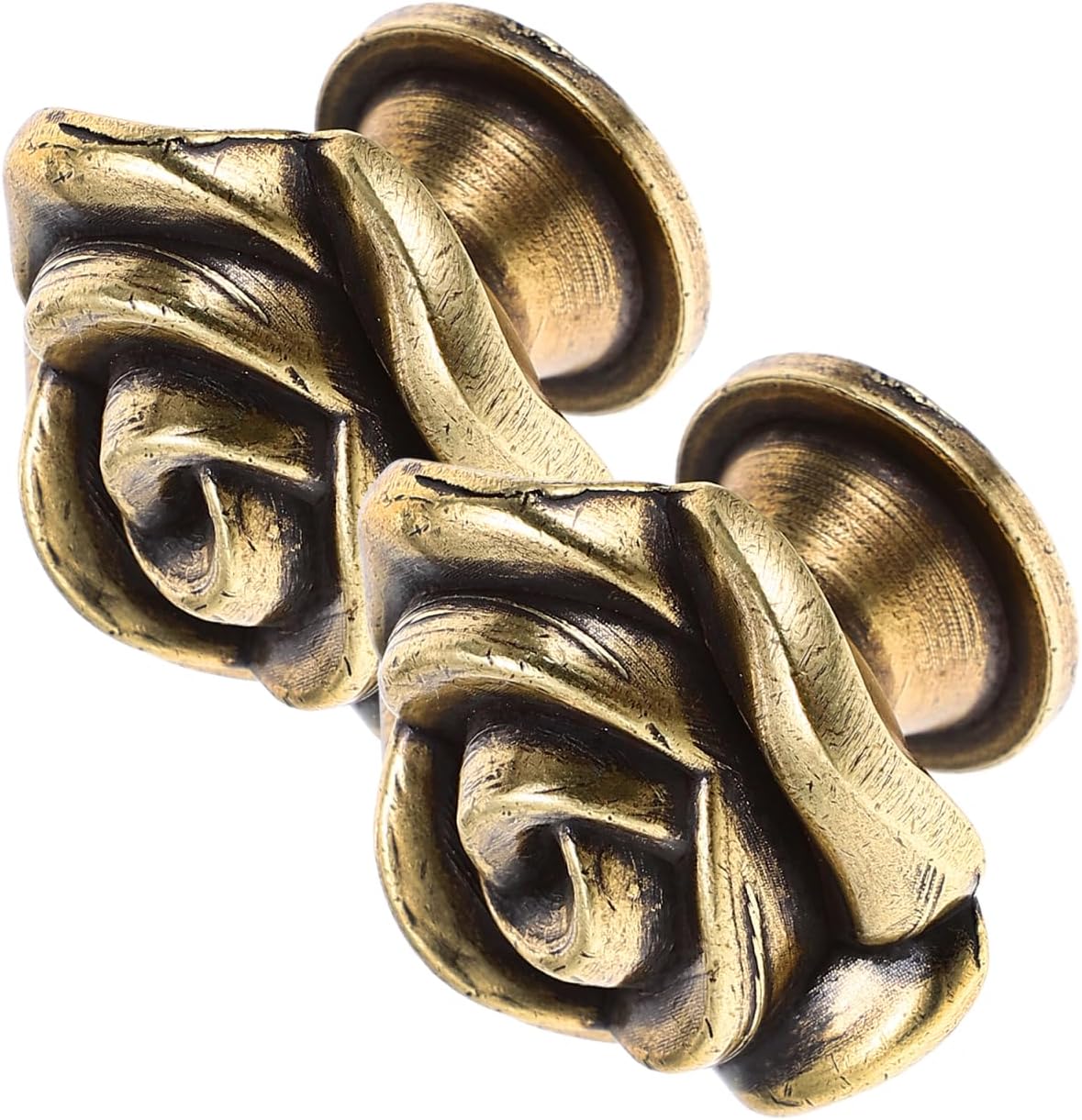 PRETYZOOM Vintage Cabinet Knobs 1.38 Inch Floral Drawer Pulls Handles Brass Retro Flower Shape Hardware for Dressers Wardrobes Cabinets 2 Pack