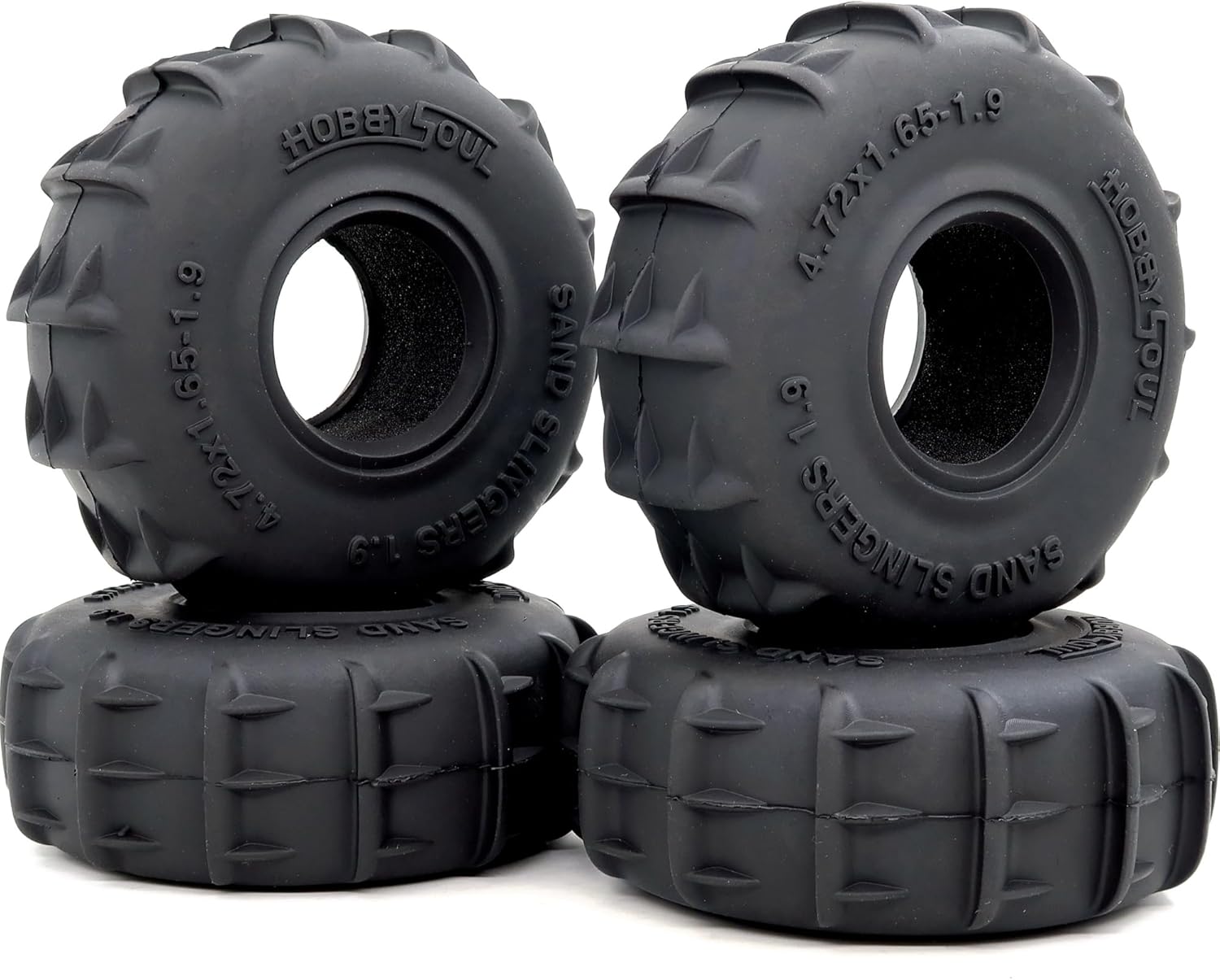 HOBBYSOUL RC Sand Slingers 2.2 Tires 127mm / 5.0'' Tall For 1/10 RC Crawler TRX4 SCX10 Upgrades - Snow Sand Terrain
