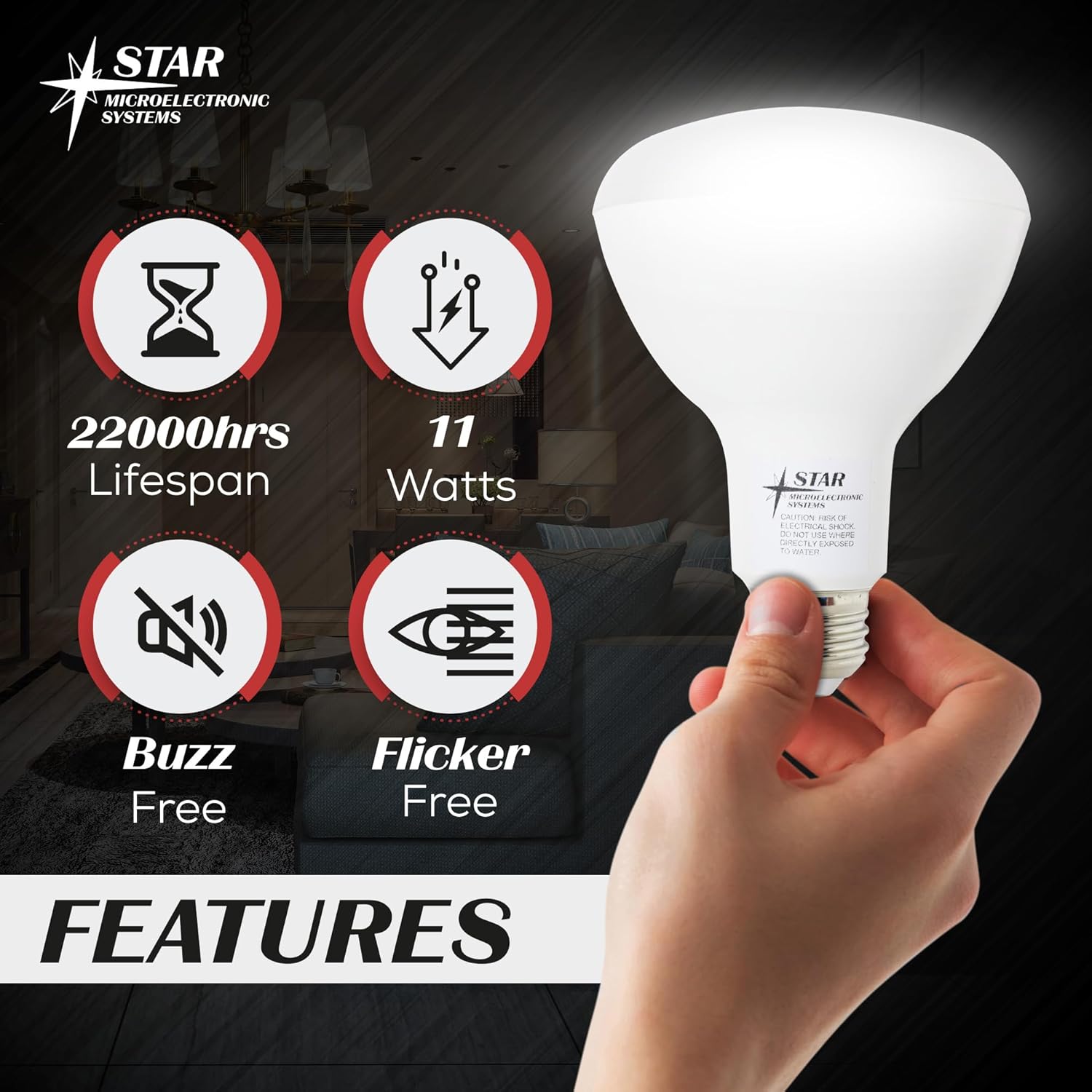 LED Light Bulb Dimmable BROAD COMPATIBILITY 90 CRI 1000 Lumens 5000K 22,000Hrs BR30 (6 Pack)