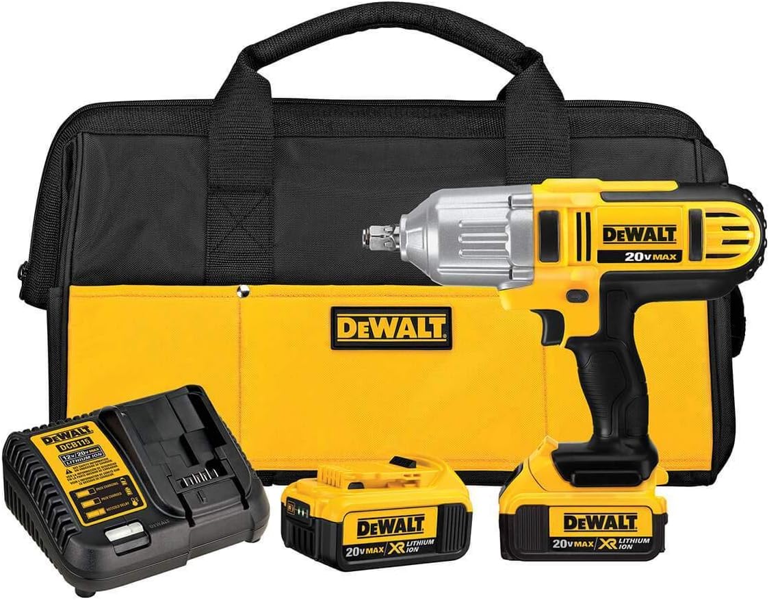 DEWALT 20V MAX* Impact Wrench, High Torque, Hog Ring Anvil, 1/2-Inch (DCF889HM2), Yellow