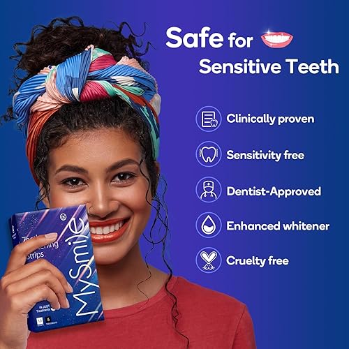 Miniatura 5 de MySmile Advanced - Tiras blanqueadoras dentales  Tiras seguras de esmalte formuladas de fuerza profesional para dientes sensibles  10 tiras