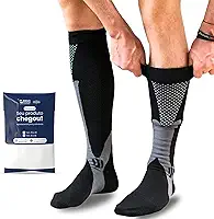 Par de Meia Cano Longo ¾ Alta Compressão Masculina Alivio Dor E Cansaço Nos Pés Para Trombose E Má Circulação Corrida Esportiva Ciclismo Bike Cross