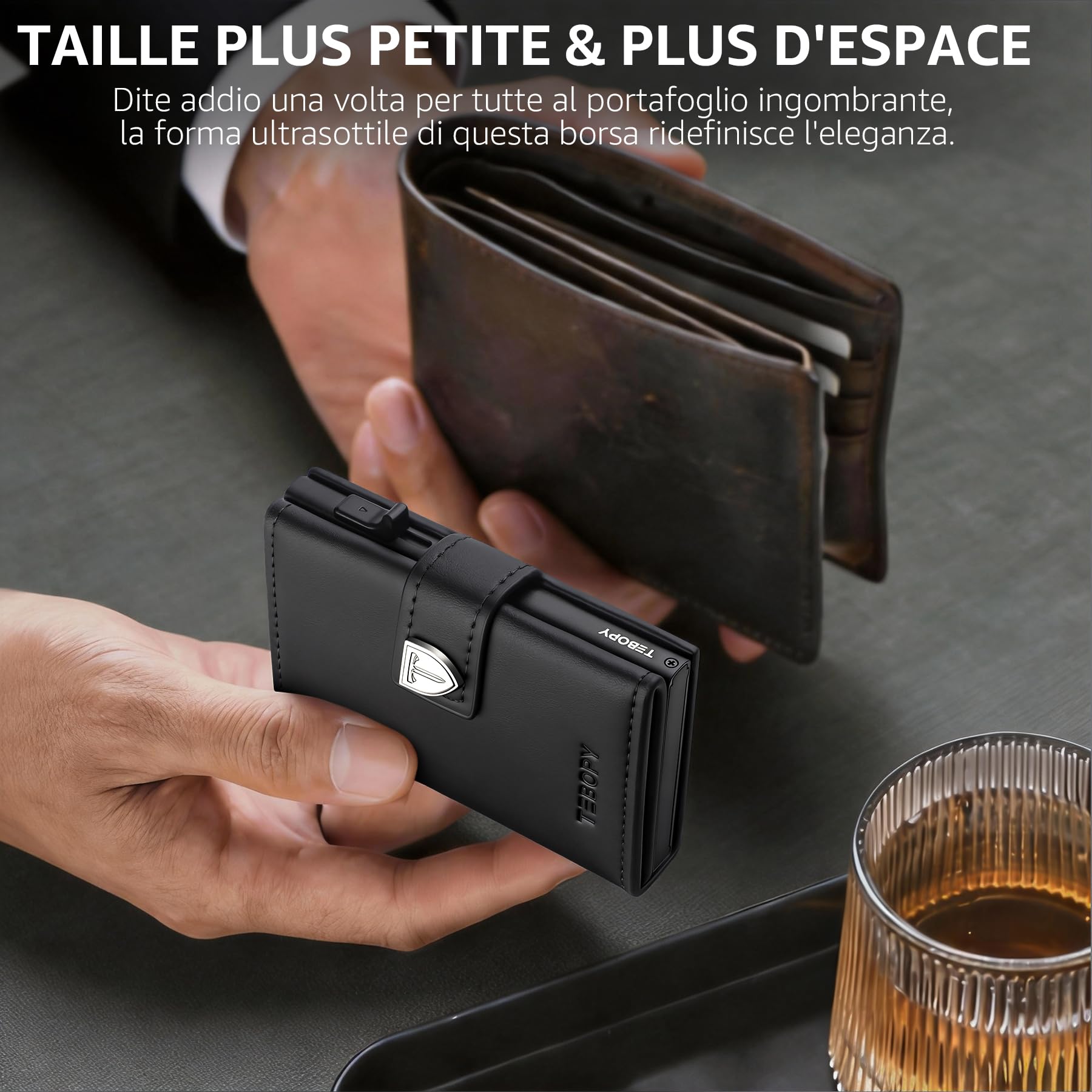 portafoglio uomo slim con portamonete - portacarte uomo da 10 carte