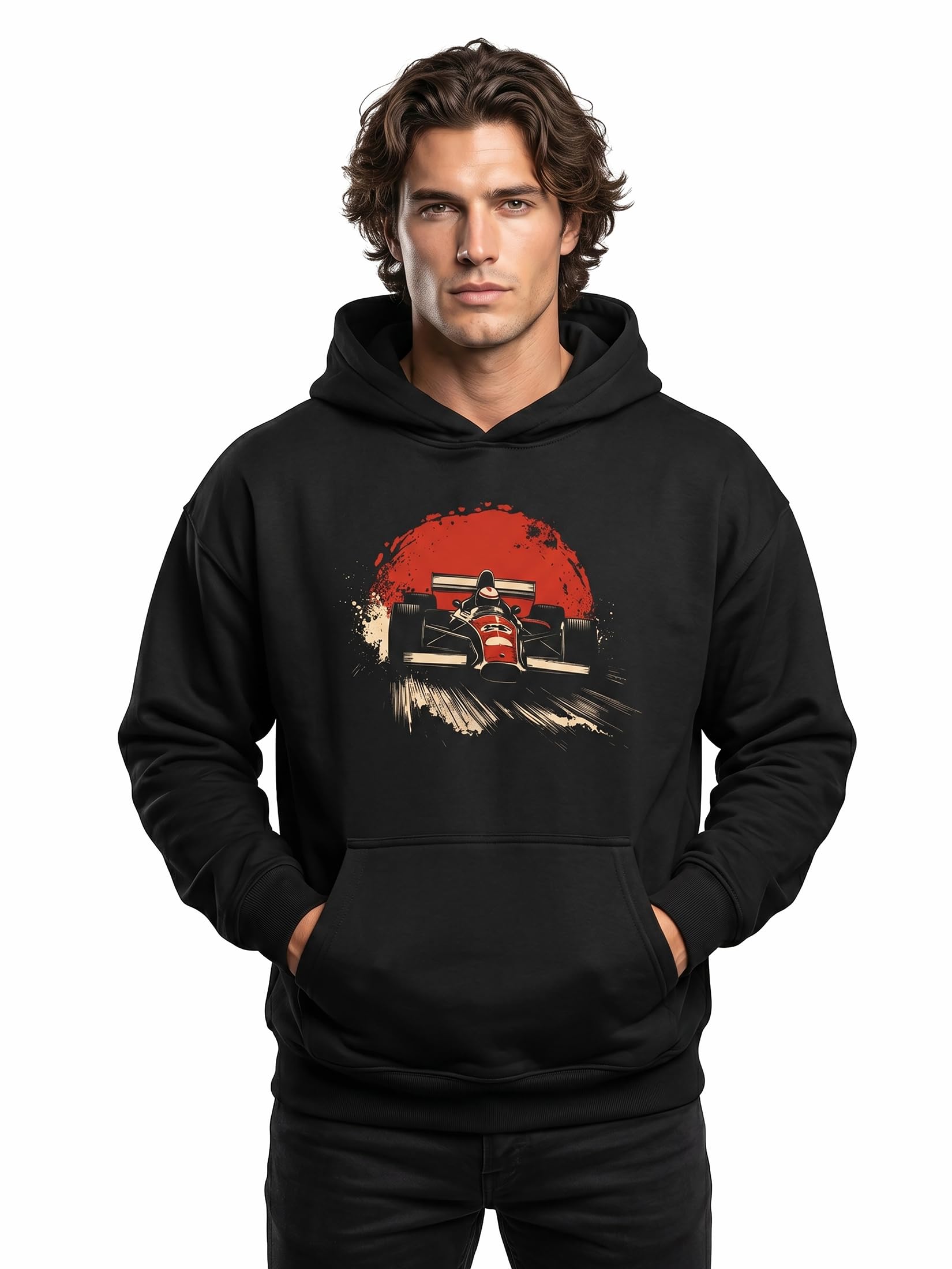 MAKAYA bluza z kapturem męska motorsport wyścigowy styl hoodie z nadrukiem samochodu wyścigowego miejsce 1