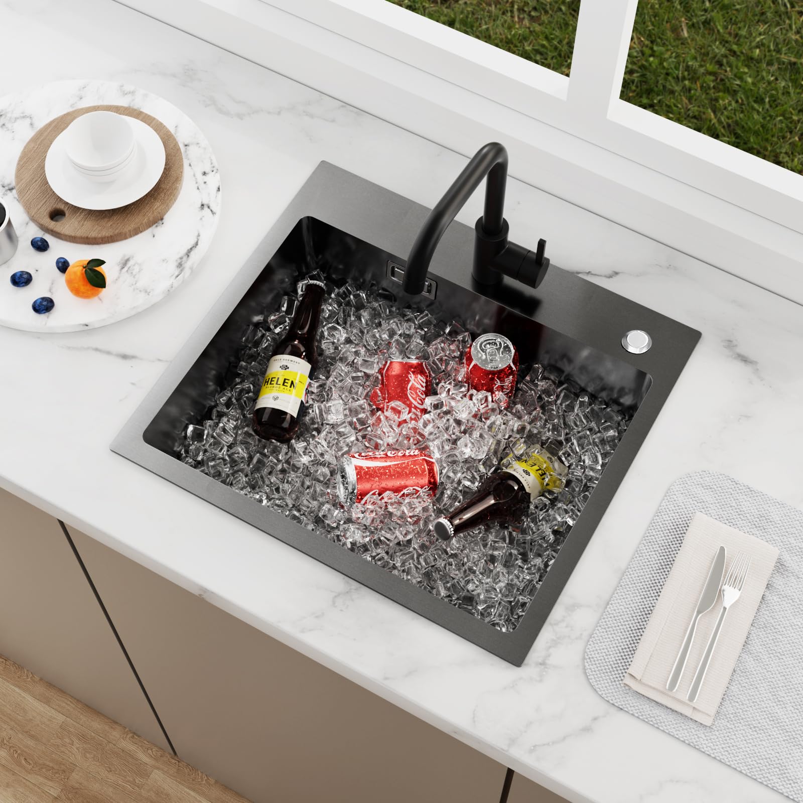 KEOKBON Sink 50X45X19CM Nano-Black for Kitchen