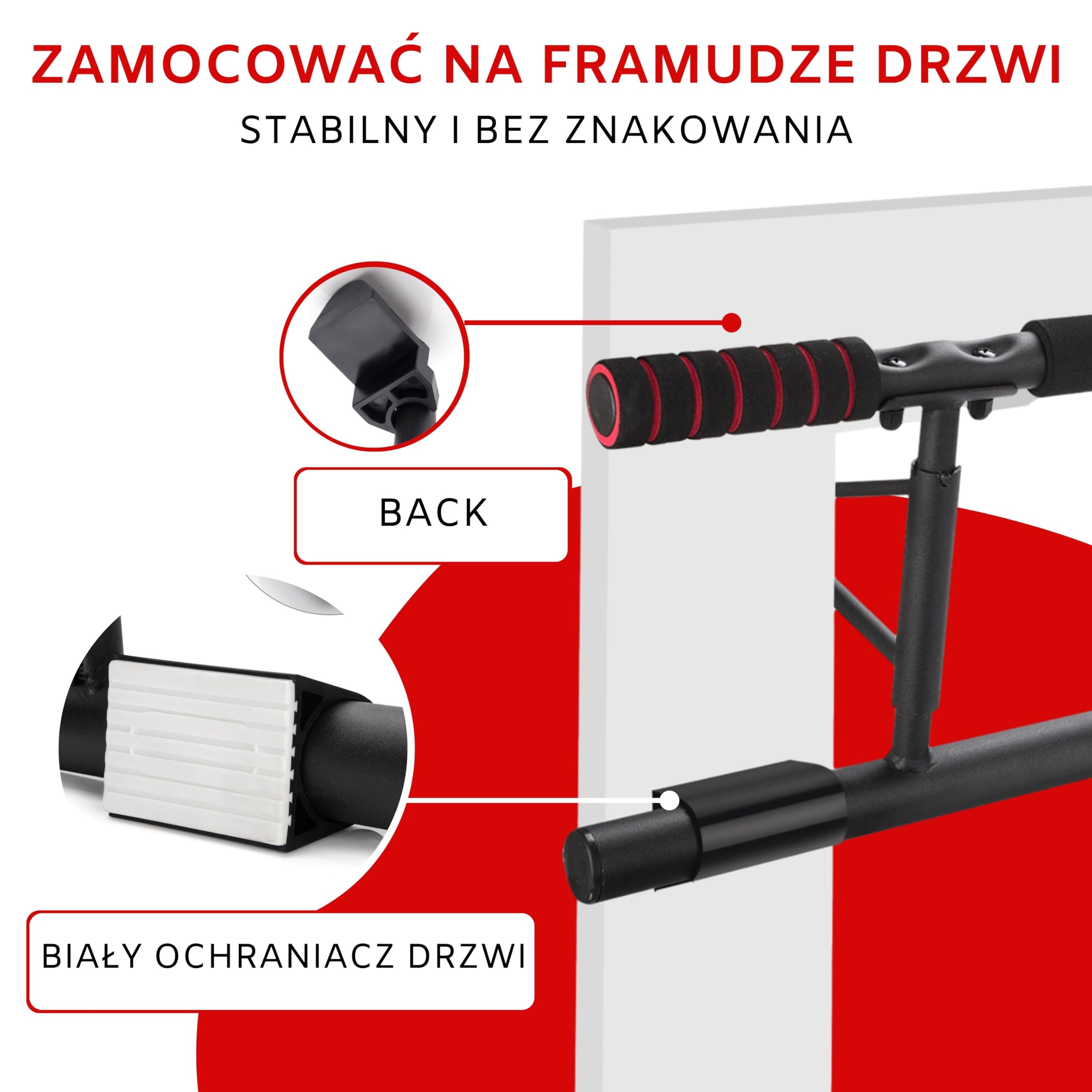 riijk Drążek do podciągania 3 w 1 Premium do drzwi i drążków do dipów i uchwytów do pompek + 20 cm wysokości do pełnego podciągania, stacji kulturystycznej i pull up, drążek do podciągania, rama drzwi