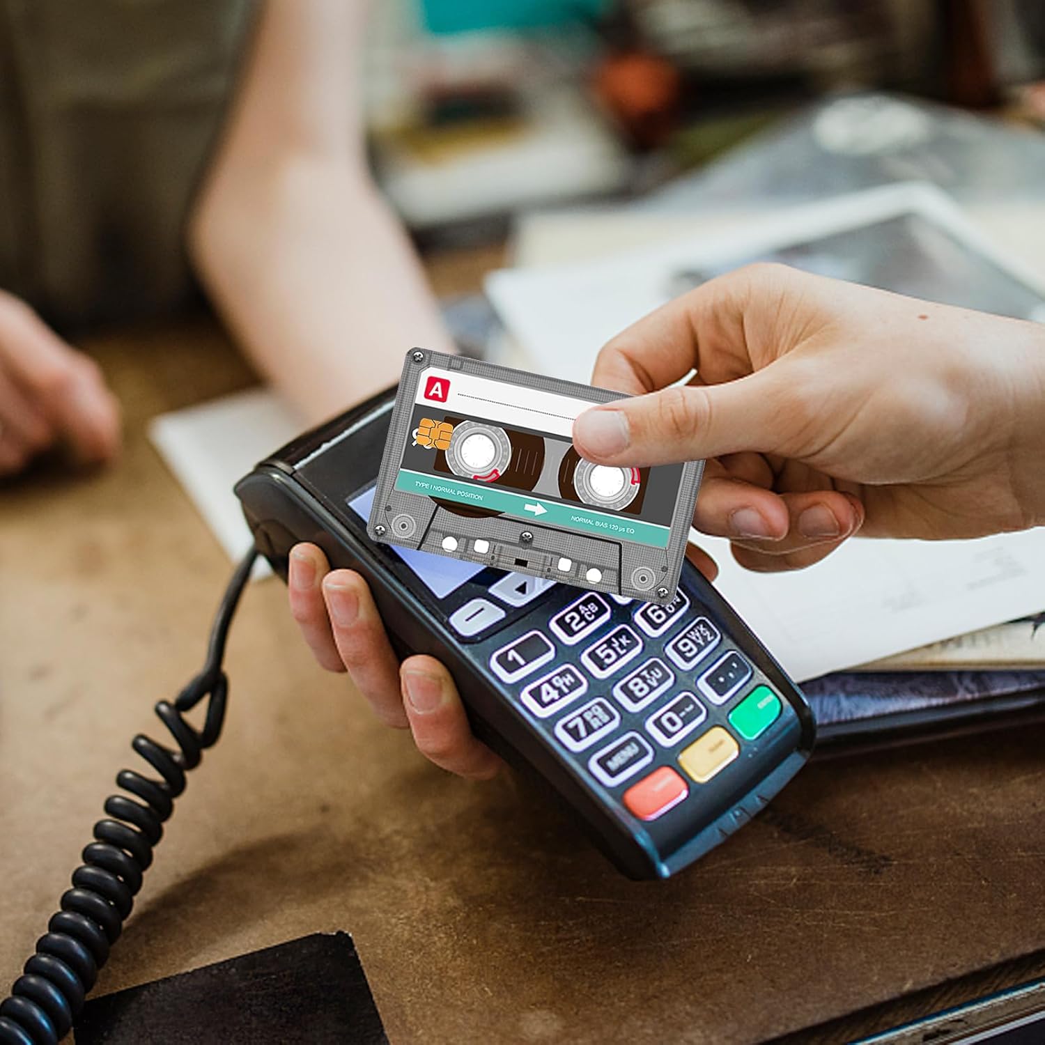 4PCS Audio Tape Credit Card Skin Stickers Set, Waterproof Debit Card Sticker 80s 90s Tape Recorder Themed Credit Card Bank Card Sticker Skins - Image 7