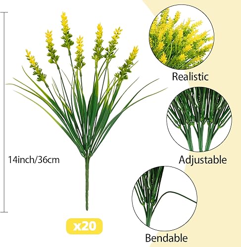 Miniatura 2 de N&T NIETIN - 10 paquetes de plantas artificiales para exteriores, hierba falsa de mono con flores para maceta, decoración de jardín, ventana,