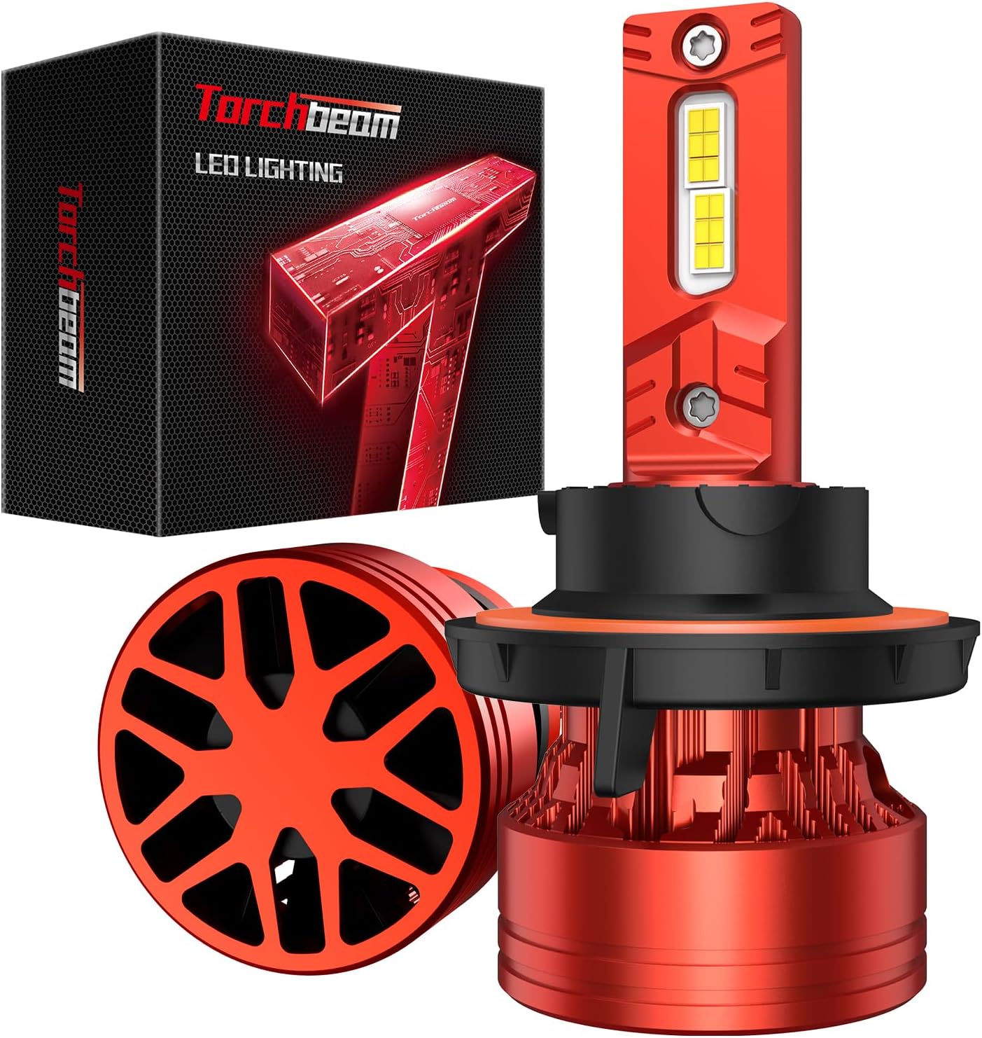 Torchbeam H13/9008 Driving Fog Bulb or DRL,60000LM Brighter 9008 Bulb for Powersports,CSP Chips & 60000Hrs Lifespan,Quick Installation,Pack of 2