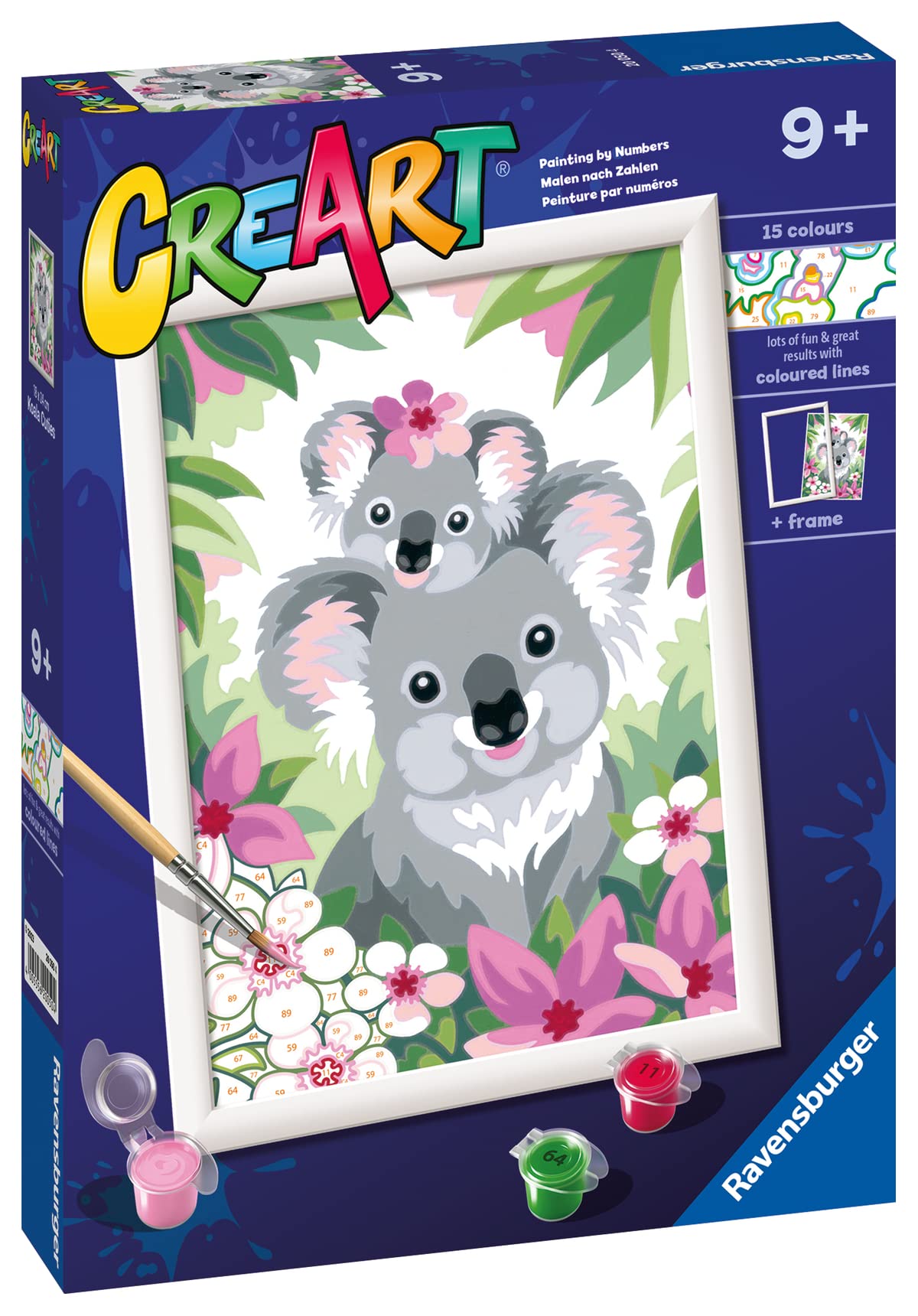 Ravensburger - Creart Serie D Sweet Koala | Kit Pittura Bambini | Dipingere Con I Numeri | Include Tutto Il Necessario | Giochi Bambini 9 Anni O Più | Creart 9 Anni