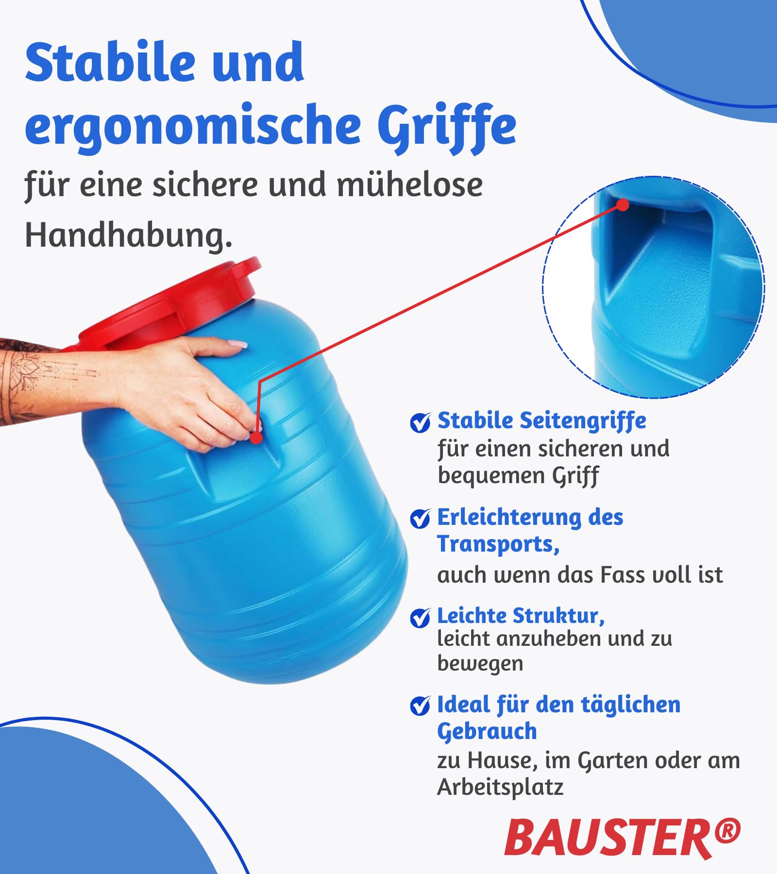 Weithalsfass 30 l Sauerkrautfas Regen Fass Gepäcktonne Silagefass Camping Plastikfass, Fass aus HDPE-Kunststoff mit Deckel, Deckelfass, Spundfass, multifunktionales, Universalfass, Wasserfass