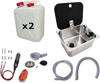 ️Kit Fregadero Camper Pequeño 32x26 con Tapa GARRAFAS A Elegir – Ideal para Kit Camper Furgoneta, Lavabo Caravana y Cocina Camper, Ideal para Muebles Camper