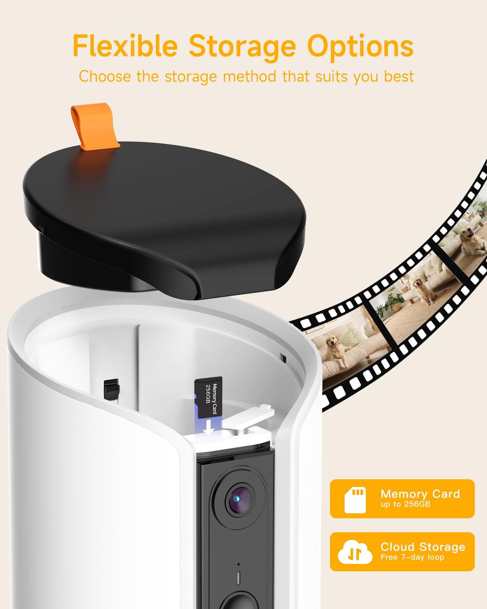 ARENTI Comedero Automático para Mascotas con Cámara WiFi, Cámara de Vigilancia con Comedero, Camara para Perros/Gatos, Alarma Inteligente/Visión Nocturna, Compatible con Alexa