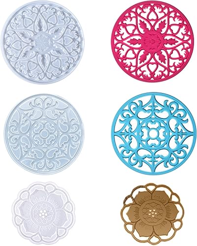 3 moldes de resina de mandala, 2 moldes de silicona grandes de resina epoxi para resina de geoda, moldes de mandala para resina epoxi de resina para