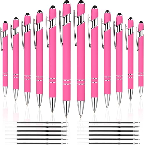 Miniatura 9 de 12 bolígrafos 2 en 1 con punta de lápiz capacitivo tinta negra de 0000in para pantallas táctiles oro rosa y dorado